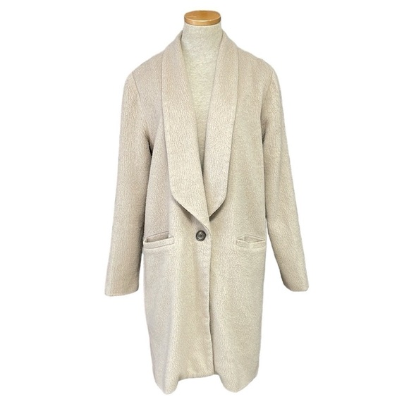 Waverly Grey libērant Pea Coat Womens 8 Cream Collar Button Textured Long Jacket - Picture 1 of 14